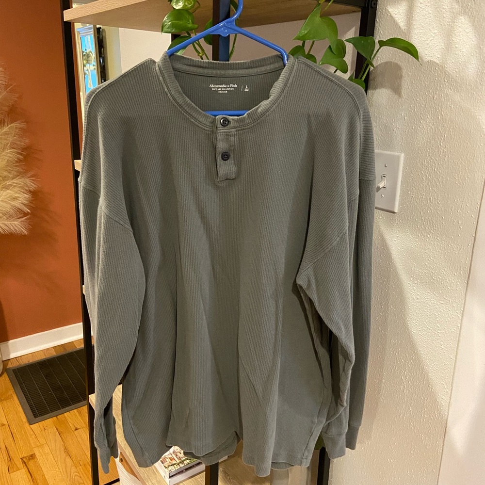 Abercrombie Oversized Thermal. Olive Green. Large.